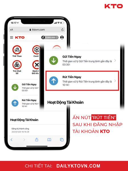 Đăng nhập ví rút tiền